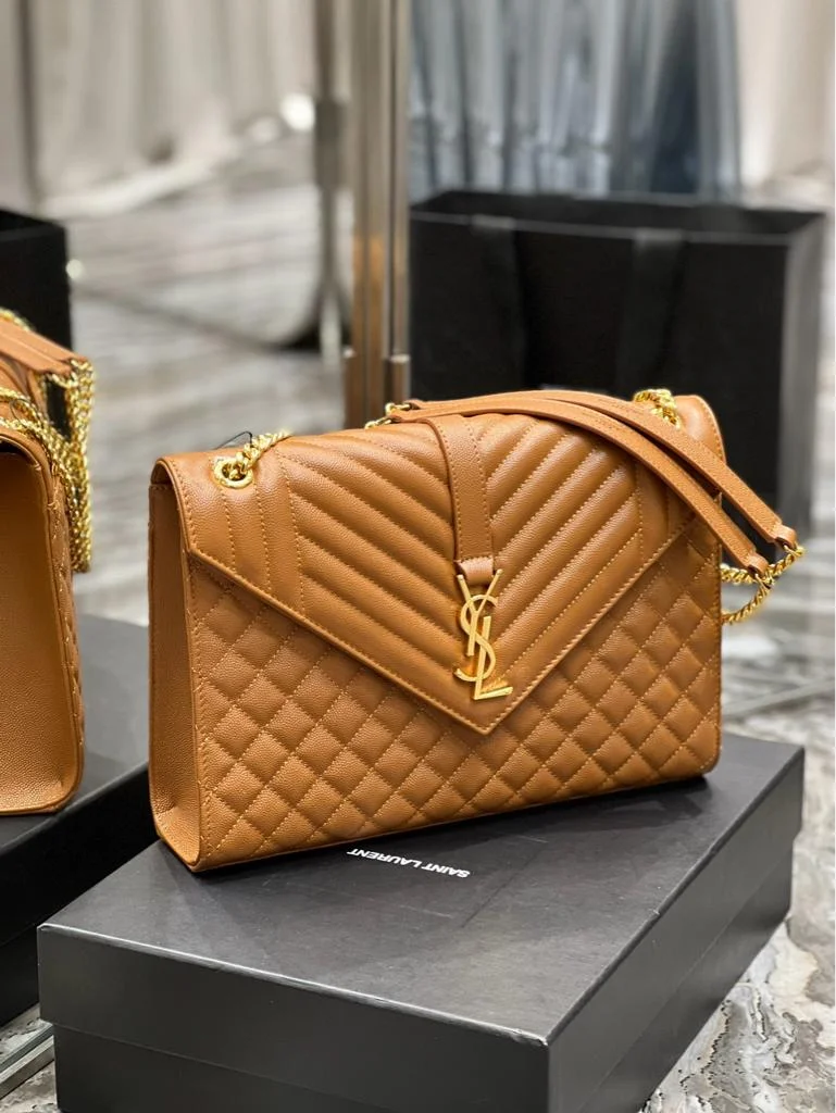 Saint Laurent Medium Envelope Bag in caramel product view 1