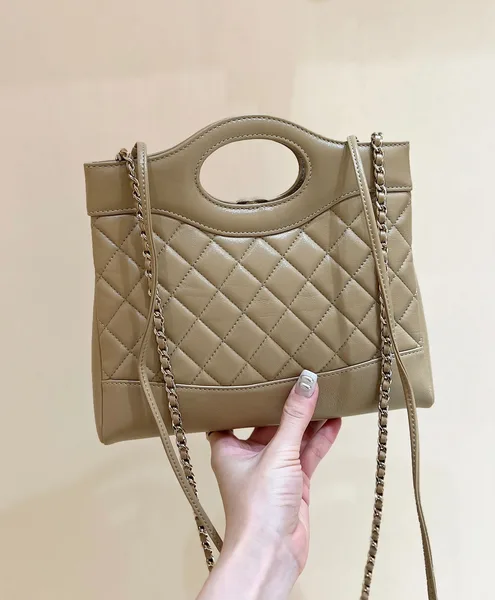 Chanel Calfskin Suede Quilted Mini 31 Shopping Bag — Taupe product view 2