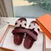 Hermès Women Burgundy Leather Pink Accent Sandals product view 4