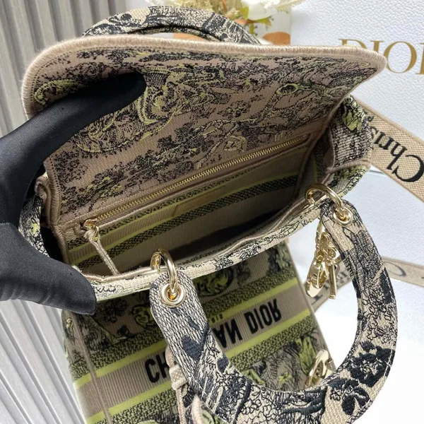 Dior Medium Dioriviera Lady D-Lite Bag — Black and Yellow Pattern product view 3