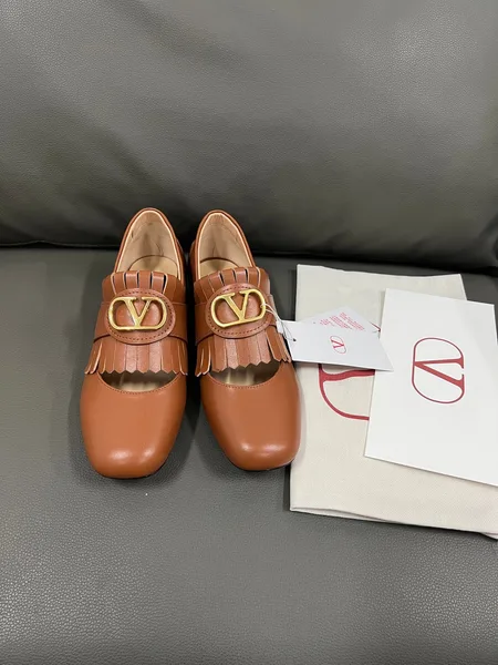 Valentino Women Brown Leather Loafers product photo