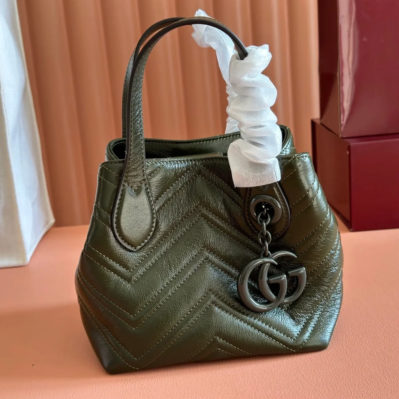 Gucci GG Marmont Tote Bag 17 In Moss Green product view 2