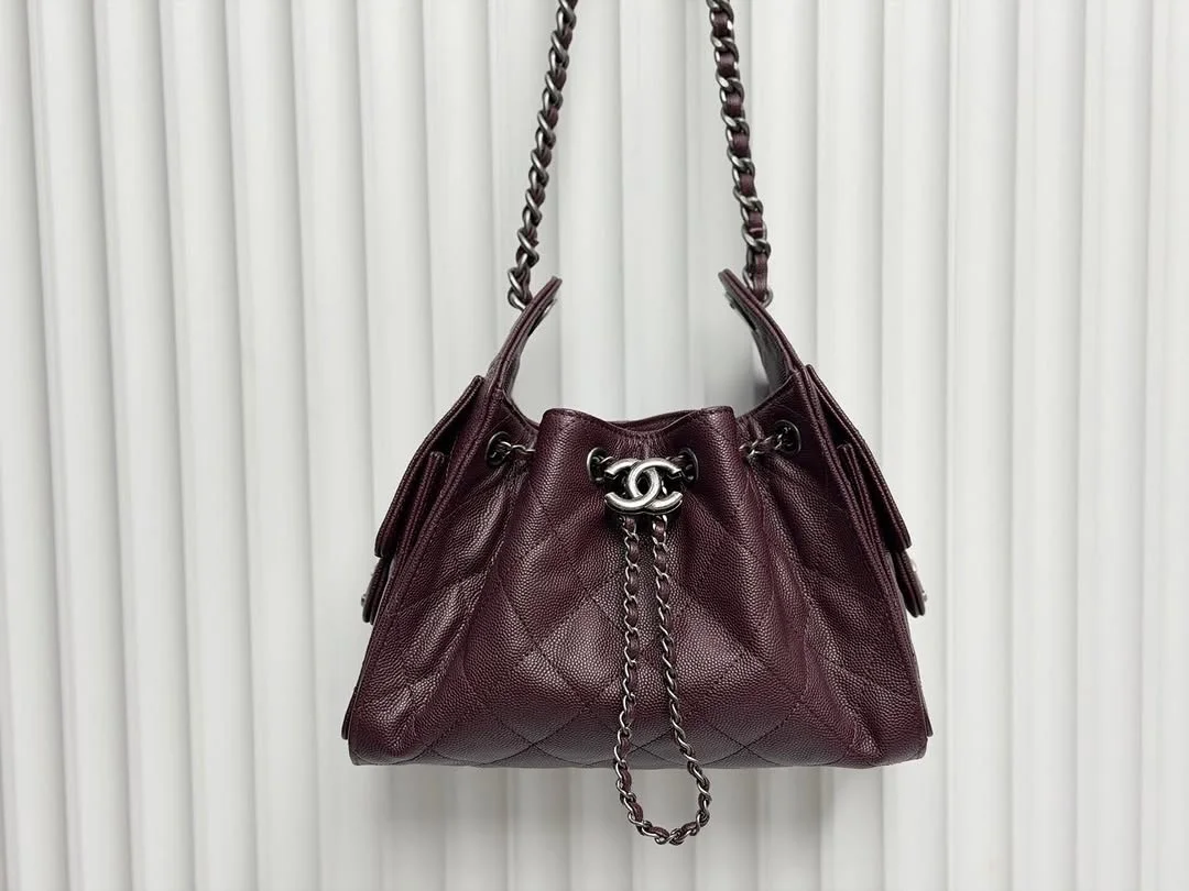 Chanel 25 Mini Burgundy Silver Hardware Bag product view 2
