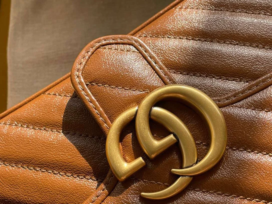 Gucci Marmont Women’s Handbag Brown Smooth Leather 22 cm product view 4
