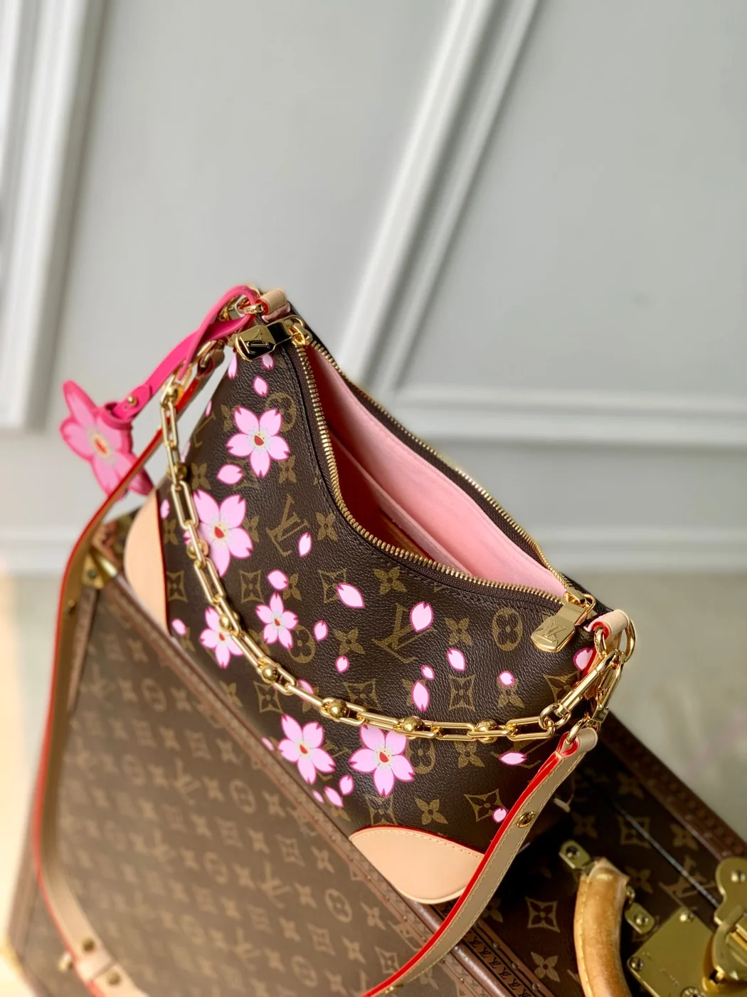 Louis Vuitton Boulogne Cherry Blossom 29 In Sakura Brown Monogram Coated Canvas Bag product view 3
