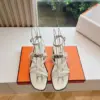 Hermès Women White Leather Strappy Sandals product view 1