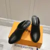 Louis Vuitton Women Black Leather Mules Heels product view 4