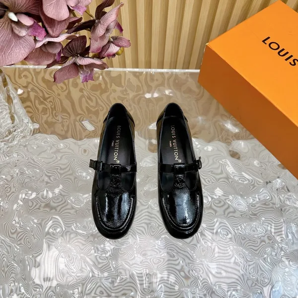 Louis Vuitton Women Black Patent Leather Loafers — Glossy Plain Upper product photo