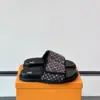 Louis Vuitton Men Black Canvas Multicolor Print Slides product view 1
