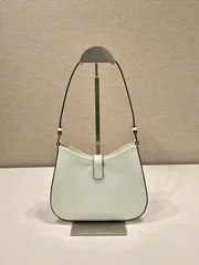 Prada Cleo Shoulder Bag 22 In White Brushed Lambskin With Clasp Closure product view 3