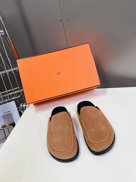 Hermès Women Tan Suede Slippers product photo
