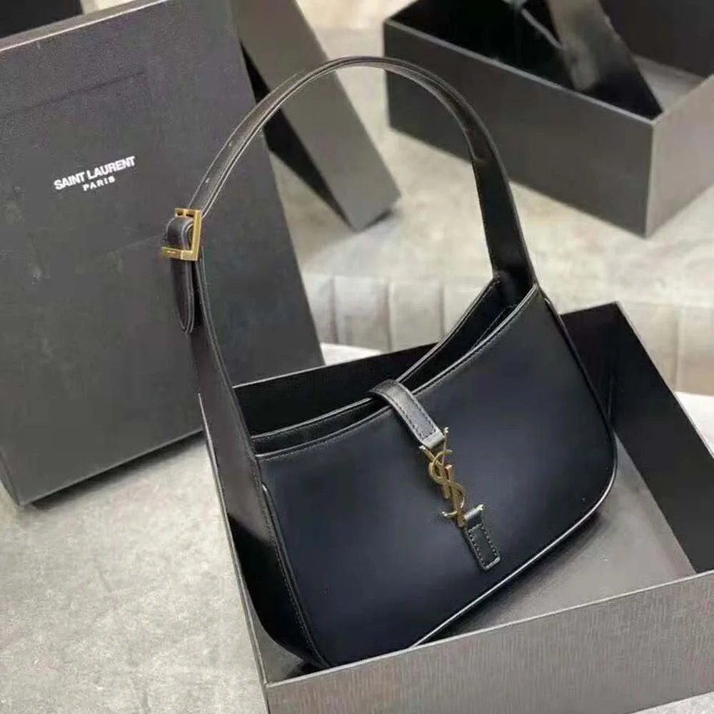 Saint Laurent Women Le 5 A 7 Hobo Bag in Smooth Leather-Black product view 2