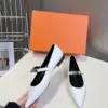Hermès Women White Leather Pointed Mary Jane Flats product view 5