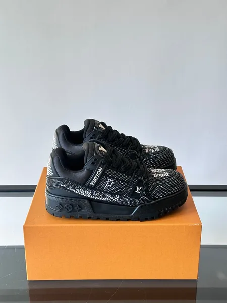Louis Vuitton Men Black Fabric Embellished Sneakers product photo
