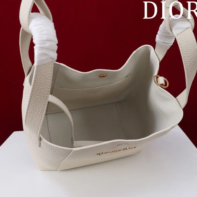 Dior Medium Signature Bucket Bag — Cream product view 3
