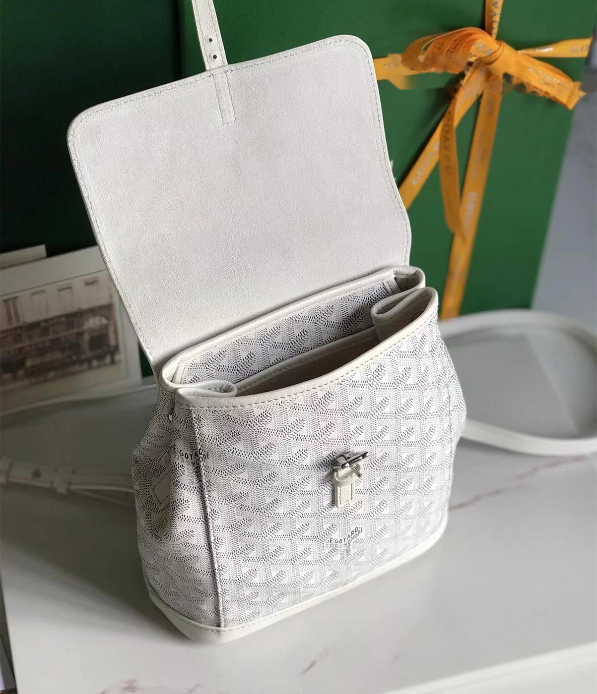 Goyard Goyardine Mini Alpin Backpack in white product view 3