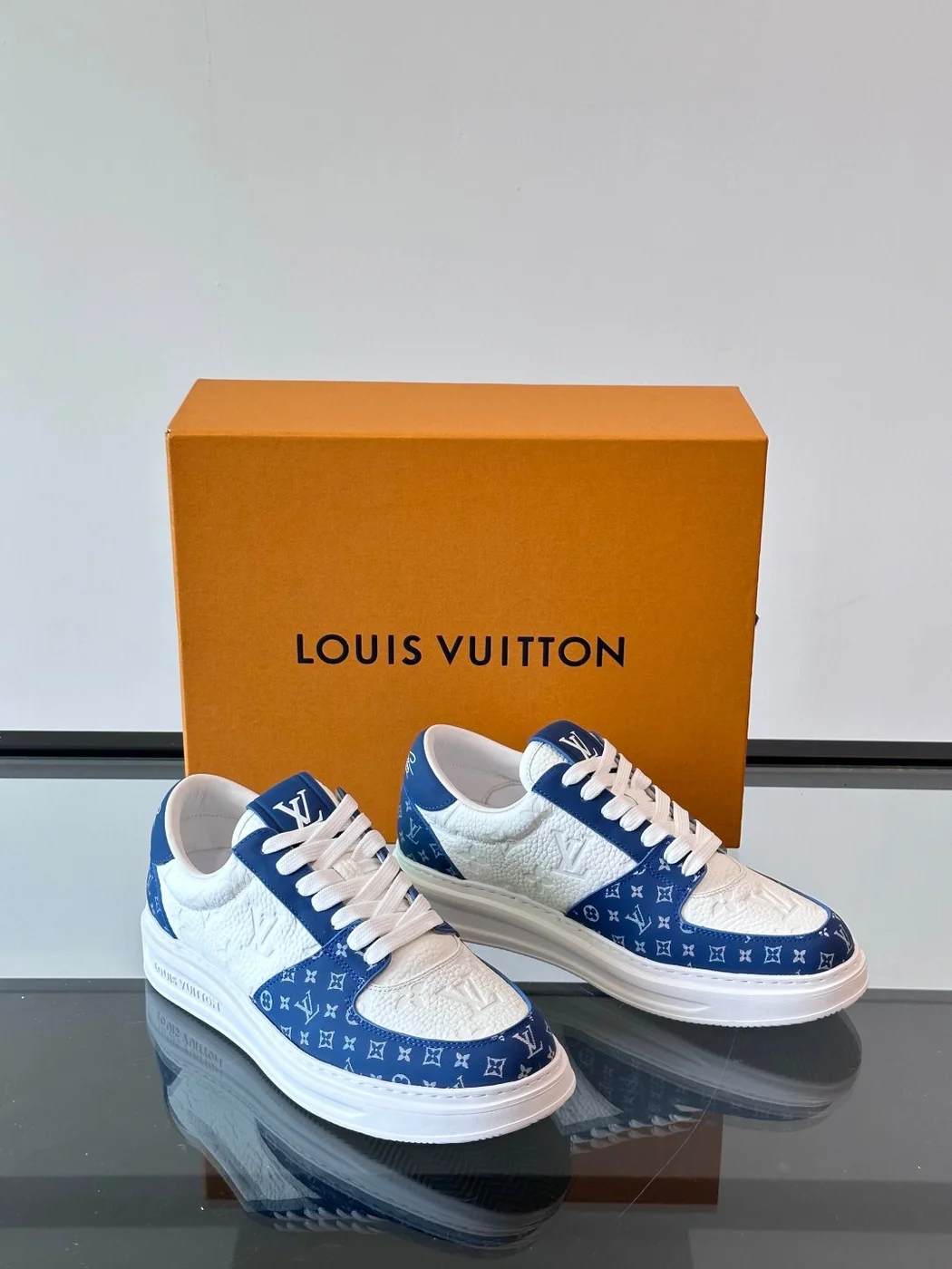 Louis Vuitton Low-Top Sneakers Blue and White Pattern product view 5
