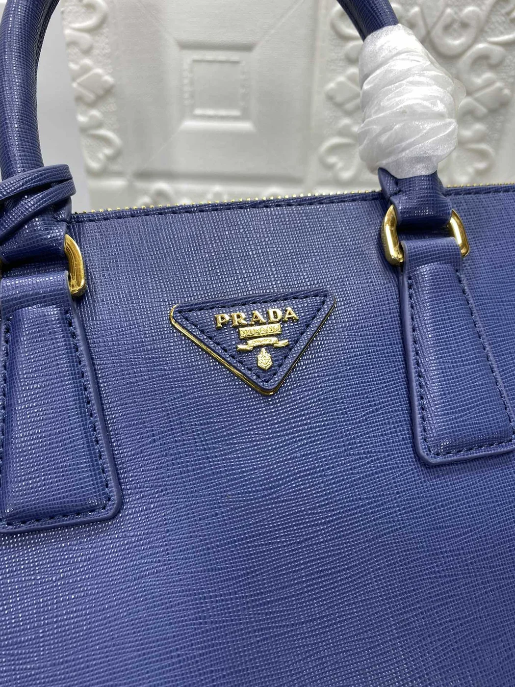 Prada Pra Galleria 32 Bag In Navy Blue Saffiano Leather product view 6