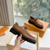 Louis Vuitton Women Brown Textured Leather Loafers product view 3