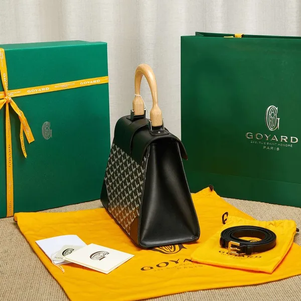 Goyard Saigon Black Handbag With Wooden Handle 28 cm product view 7