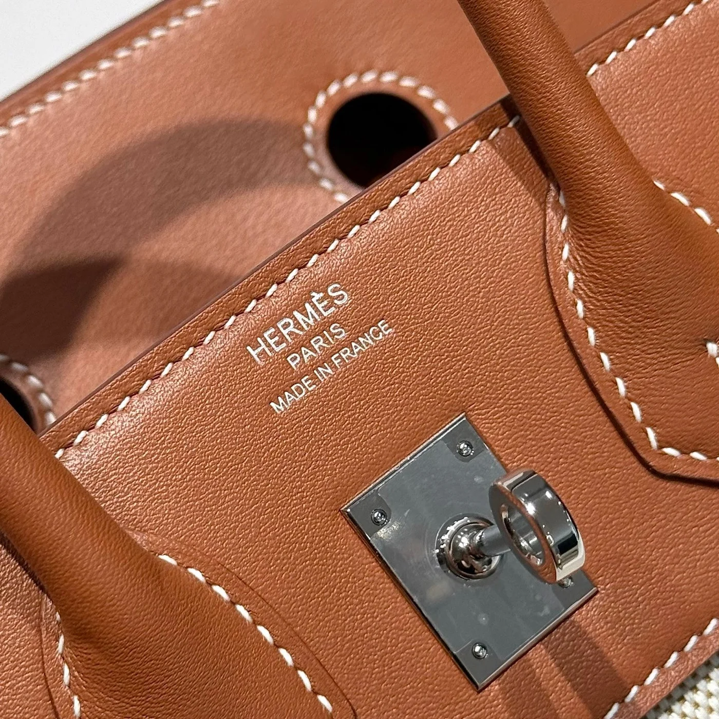 Hermès Birkin 25 cm In Veau Barenia Swift Ercu Toile Canvas Bag product view 9