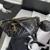 Chanel Bumbag Black Wrinkled Leather Lock Gold Handbags 34x15x6cm product view 1