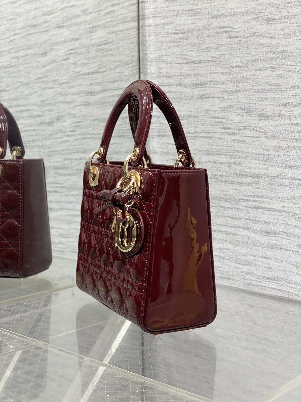 Dior Lady Dior Burgundy Gold Hardware Bag product view 5