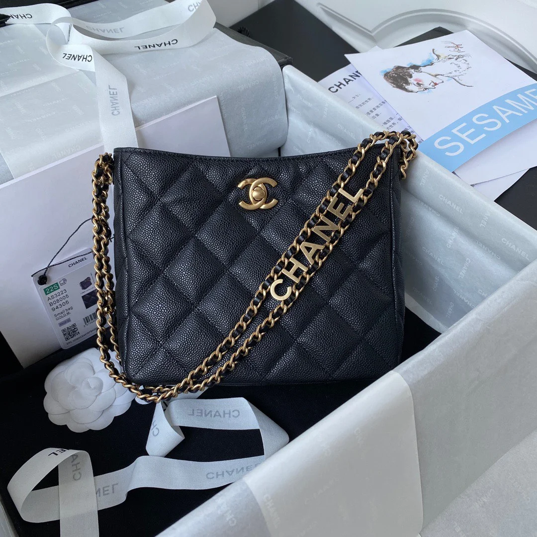 Chanel Hobo Handbags Pebbled Leather With Lock Gold 19x16cm product view 1