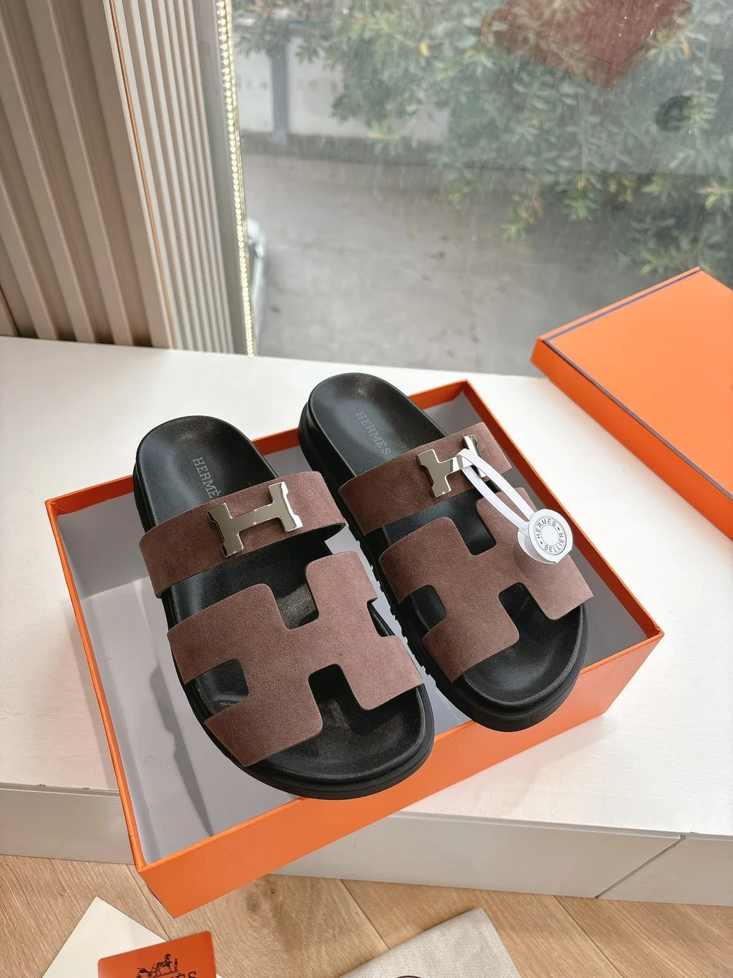 Hermès Women Brown Suede Sandals product view 3