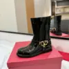 Valentino Women Black Patent Leather Boots — VLogo Ankle-Strap Style product view 5