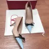 Valentino Women Beige Leather Blue Bow Detail Pumps product view 5