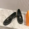 Louis Vuitton Women Black Patent Leather Loafers — Tonal Patterned Upper product view 4