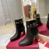 Valentino Women Black Leather Studded Ankle Boots — Studded Cuff product view 3