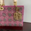 Dior Lady Bag Metallic Calfskin & Satin with Rose Des Vent product view 4