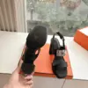 Hermès Women Black Leather Sandals — Wide-Strap Slingback product view 6