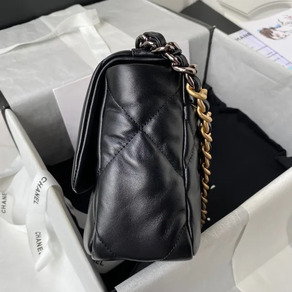 Chanel 19 Flap Bag Black Lambskin Gold Hardware product view 8