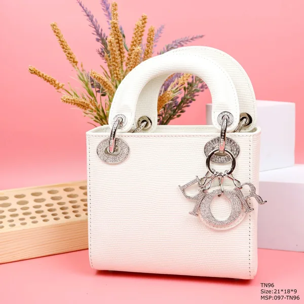 Dior My Lady White Beaded Handbag 21x18x9cm product photo