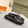 Louis Vuitton Women Black Leather Mules — Bow Detail product view 3