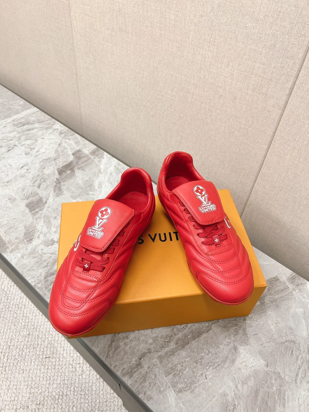 Louis Vuitton Women Red Leather Sneakers product view 6