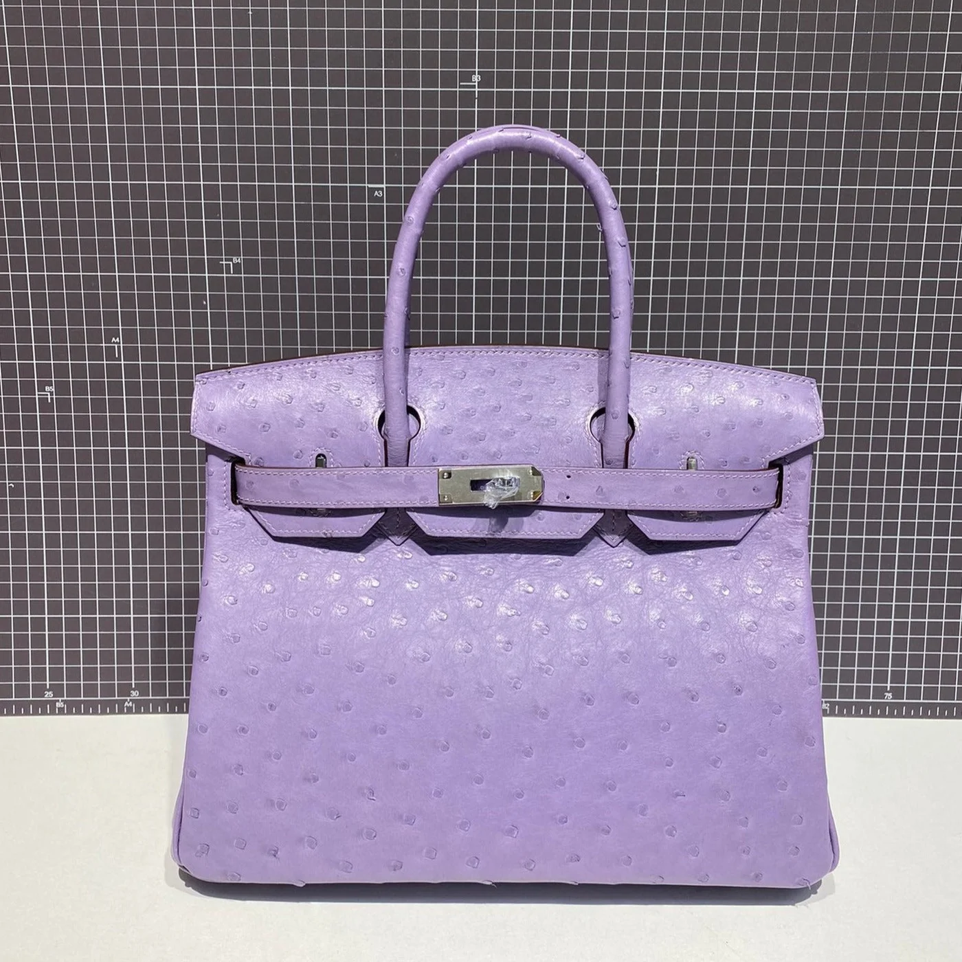 Hermès Birkin 30 cm Purple Ostrich Leather Silver Hardware Bag product view 1
