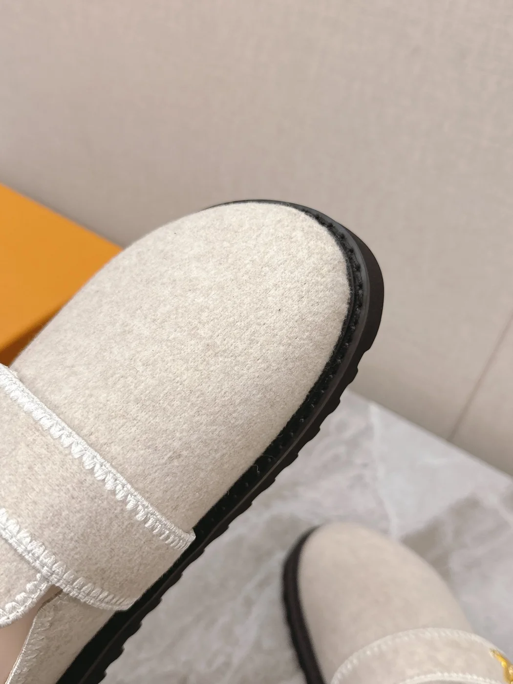 Louis Vuitton Women Beige Wool Mules product view 2