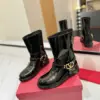 Valentino Women Black Patent Leather Boots — VLogo Ankle-Strap Style product view 3
