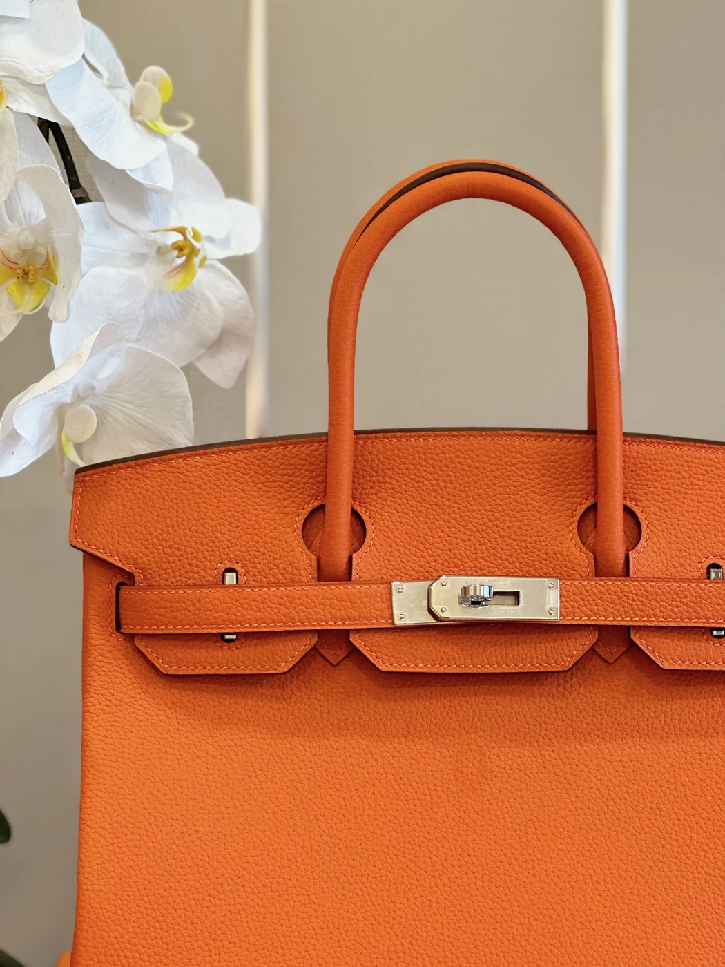 Hermès Birkin 30 Orange Palladium Hardware Bag product view 3