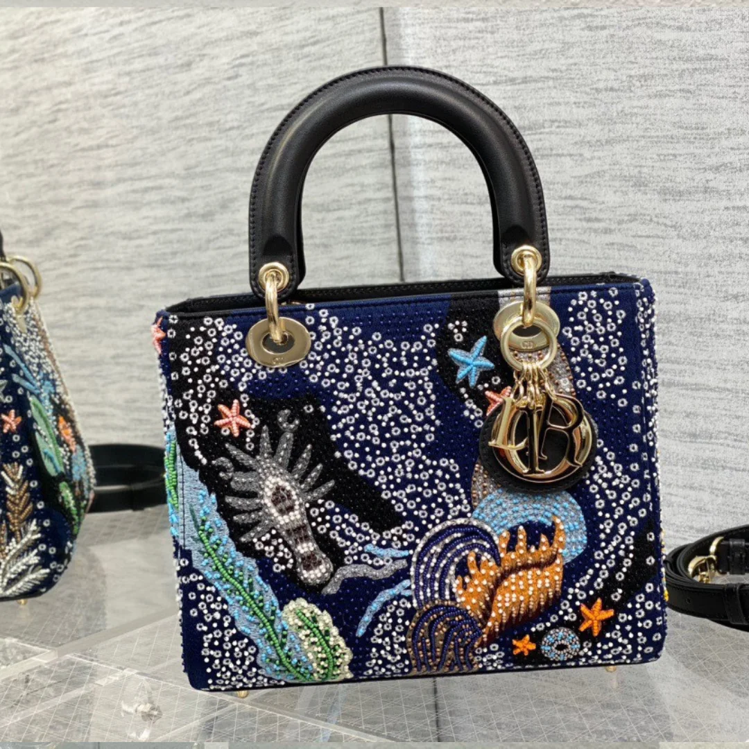 Dior Lady Handbag with Beaded Pattern 24 cm product view 1