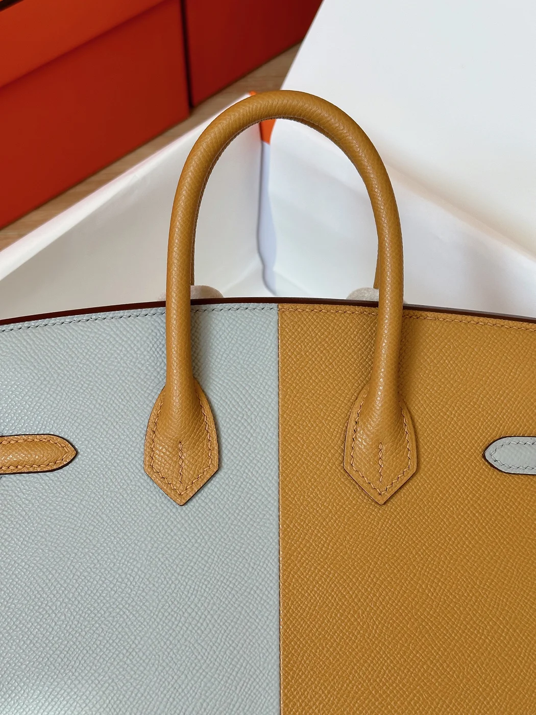 Hermès Birkin 25 Gray/Brown Epsom leather Palladium Hardware Bag product view 4