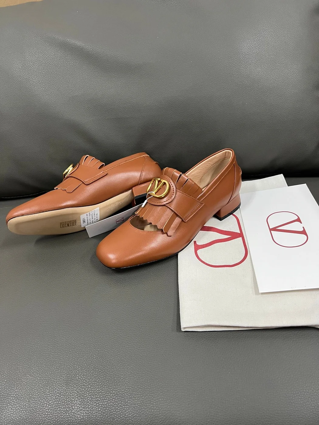 Valentino Women Brown Leather Loafers product view 4