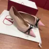 Valentino Women Pink Leather Bow Detail Kitten Heel Pumps product view 4