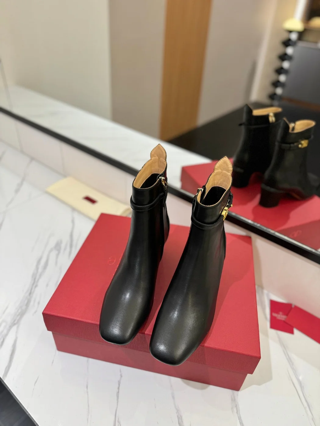 Valentino Women Black Leather Ankle Boots — Heeled Chain-Cuff Style product view 4