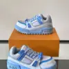 Louis Vuitton Men Light Blue Leather And Fabric Sneakers product view 4