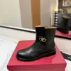 Valentino Women Black Leather Ankle Boots — Low-Heel Chain-Cuff Style product view 5